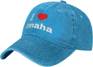 I Love Omaha Baseball Cap for Men Women Adjustable Vintage Washed Golf Dad Hat 100% Cotton Hats