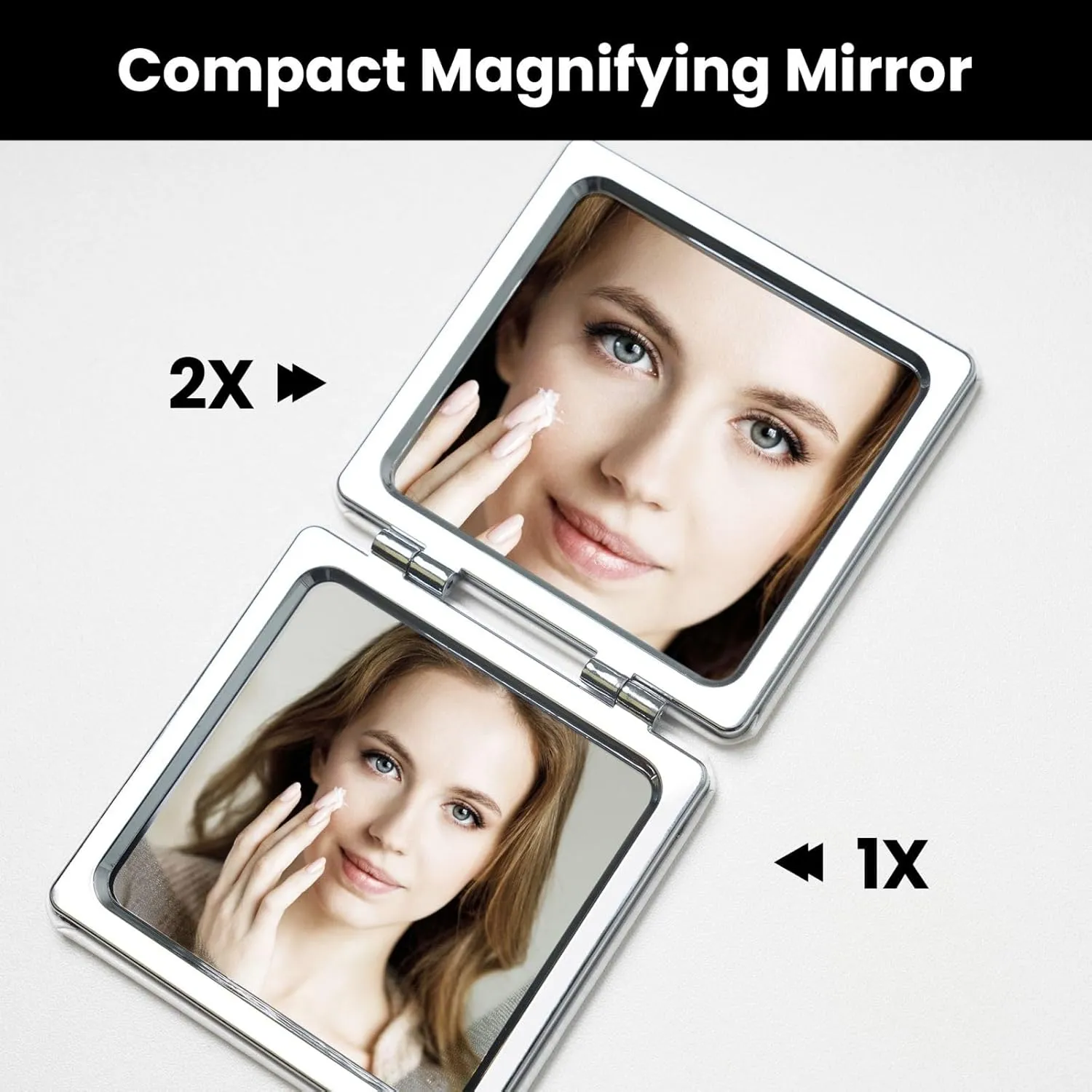 Ice and Fire Volleyball Printed Square Pocket Makeup Mirror with 1X/2X Magnification, Portable Mini Travel Makeup Mirror for Travel Daily Work Beauty