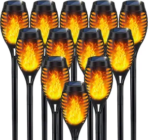 IkeeRuic Solar Flame Torch Lights for Outdoor Decor, 12Pack Outdoor Lights Solar Powered Waterproof, LED Torches for Outside Decor, Luces Solares Outdoor Decorations for Patio Garden Art