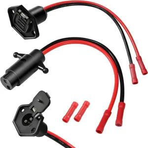 iKKEGOL Trolling Motor Plug Socket, 12-24V Universal Heavy Gauge Power Receptacle Kit Waterproof Corrosion-Resistant, Male & Female Trolling Motor Electrical Connector Quick Connect (10 Gauge 2 Prong)