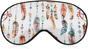Indian Dream Catcher Crystal Feather Soft Sleep Mask with Adjustable Strap Eye Masks Cover Blocks Light for Women Men