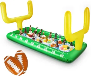 Inflatable Football Field Cooler Football Party Drink Cooler and 2 Pcs Inflatable Beach Balls Buffet for Party Favors for Birthday Sports Decorations