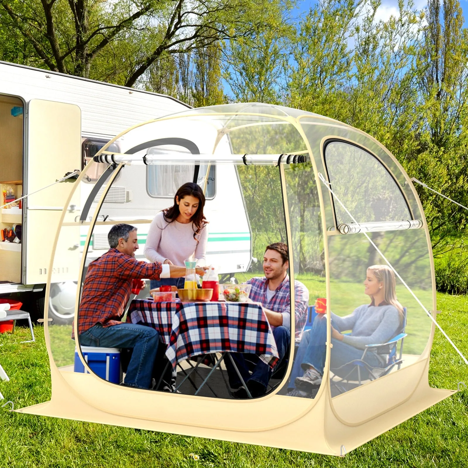 Instant Pop up Sports Tent with Carrying Bag and Floor Mat for 1-2/5-6 People-M
