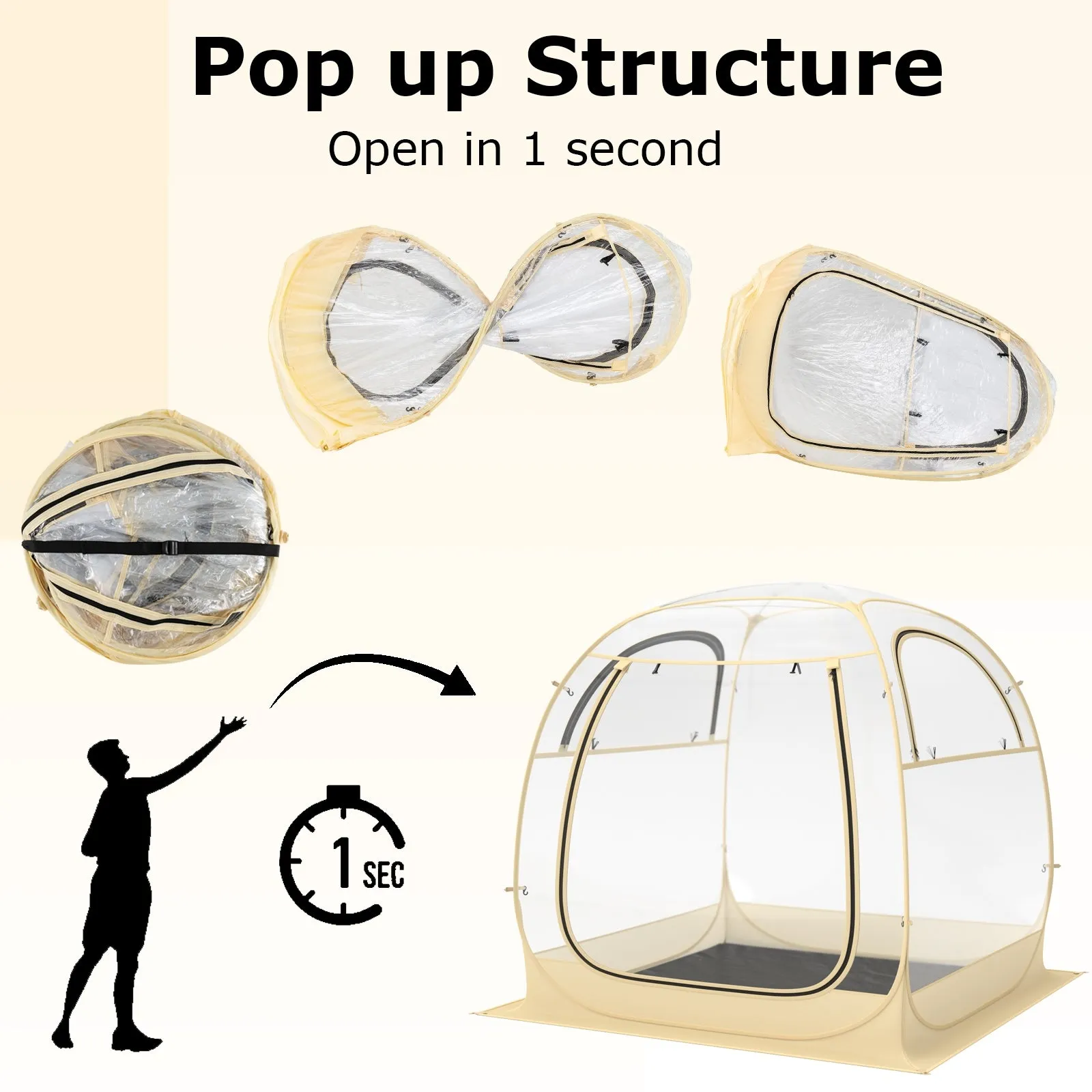 Instant Pop up Sports Tent with Carrying Bag and Floor Mat for 1-2/5-6 People-M