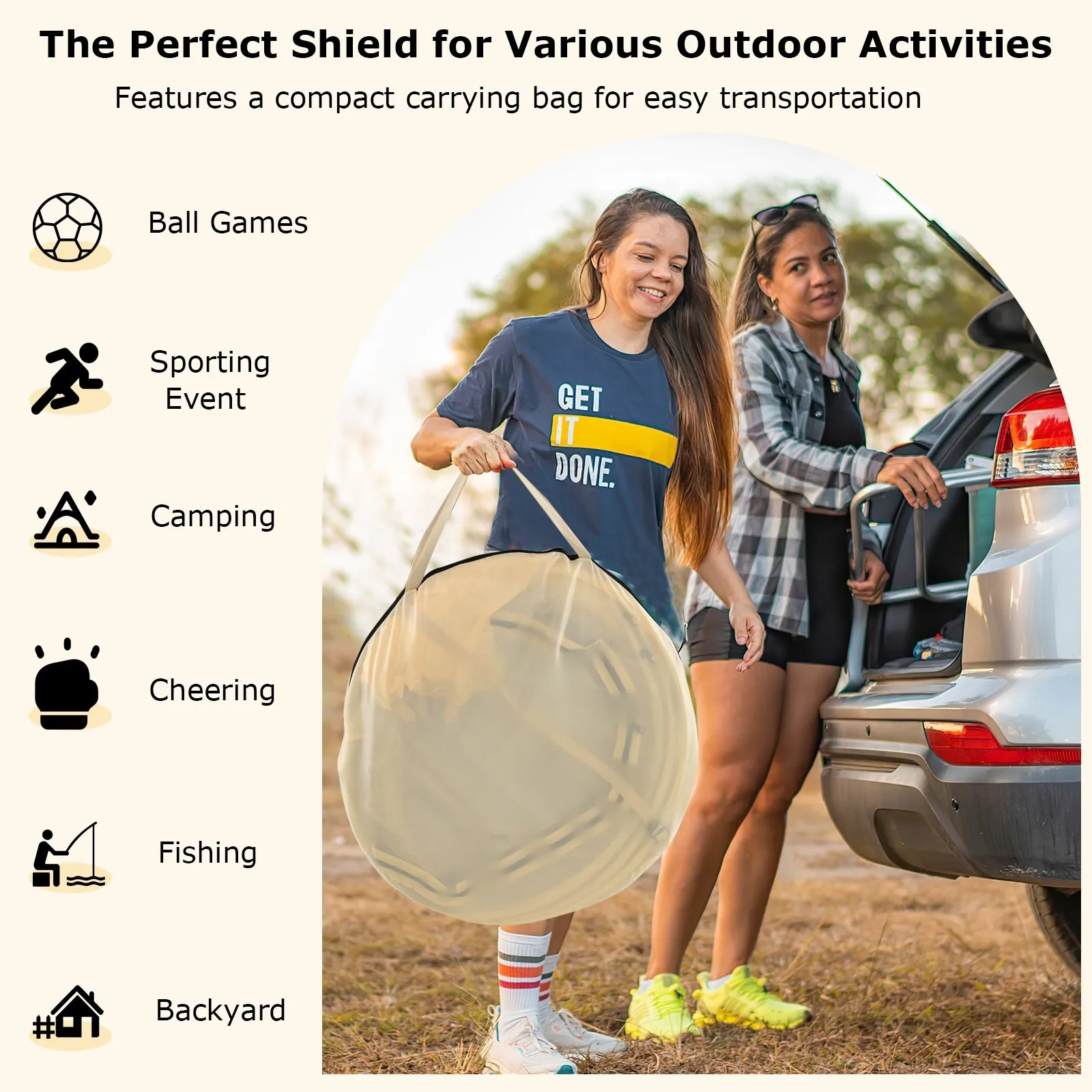 Instant Pop up Sports Tent with Carrying Bag and Floor Mat for 1-2/5-6 People-S