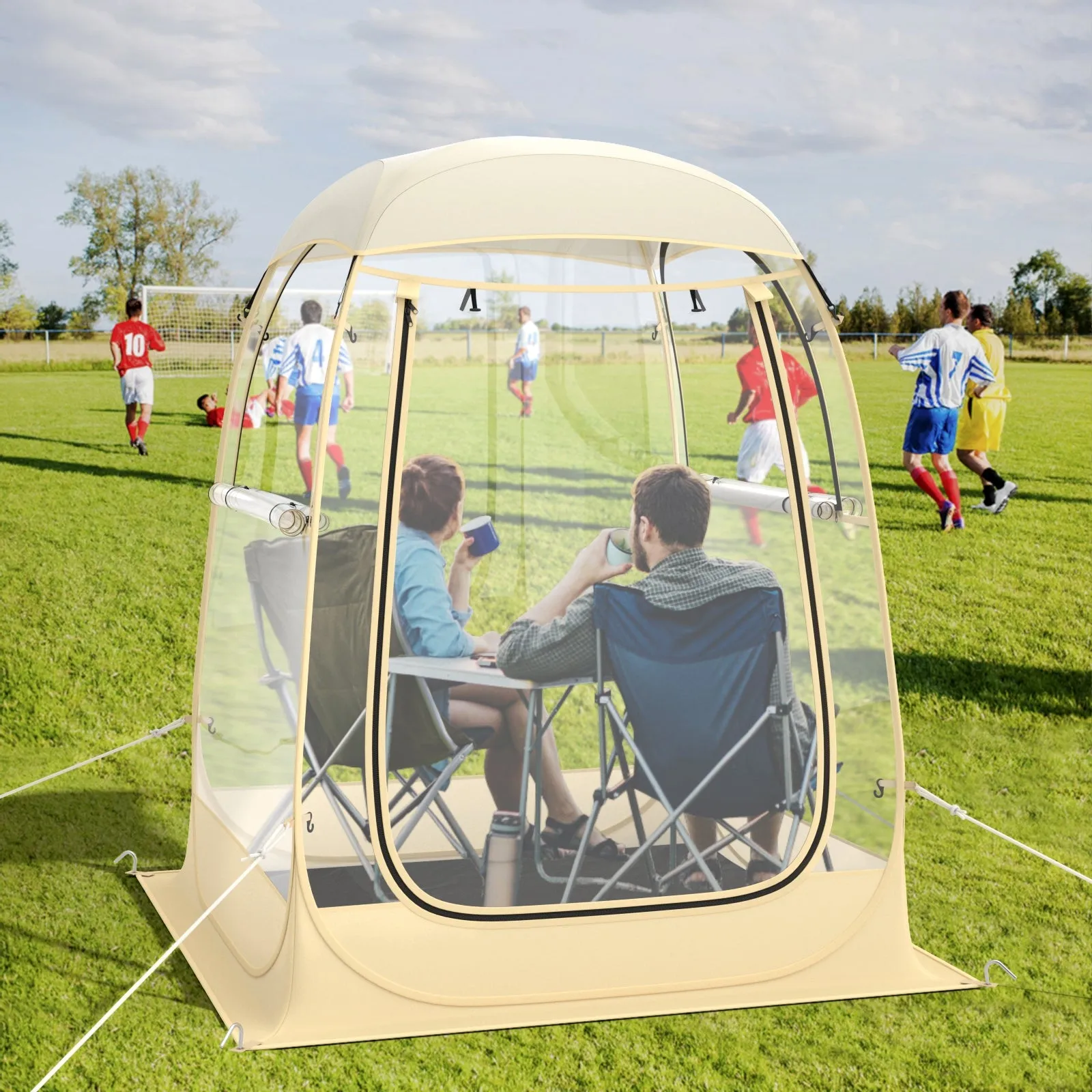 Instant Pop up Sports Tent with Carrying Bag and Floor Mat for 1-2/5-6 People-S