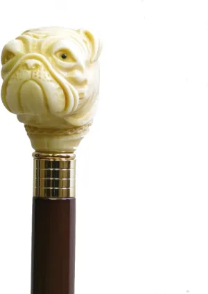 Italy Bull Dog Stick/Ivory Walking Poles, Multicolor