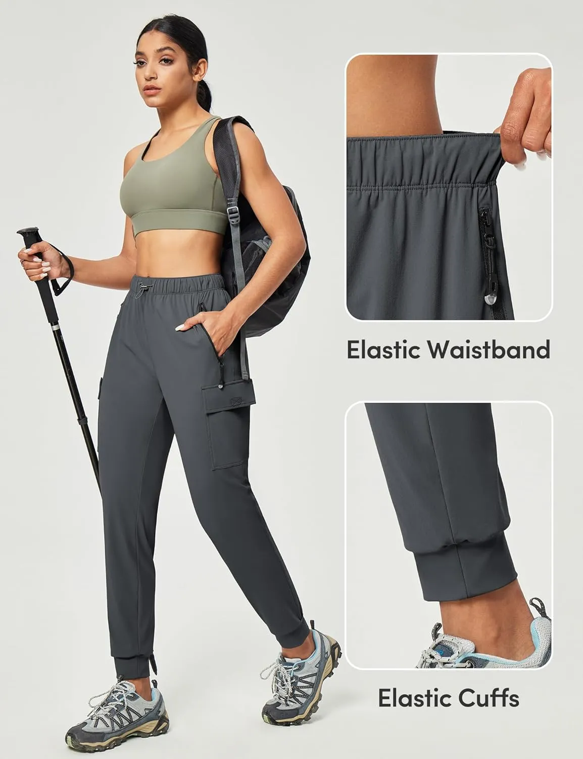 IUGA Women's Hiking Pants Cargo Joggers for Women with Pockets Lightweight Stretchy Quick Dry Travel Athletic Outdoor UPF50 