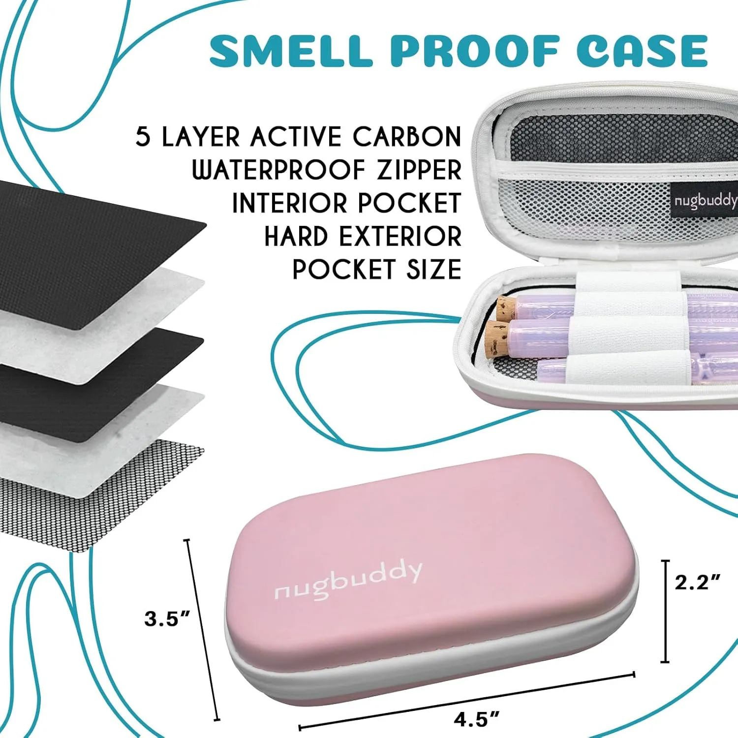 J-Kit - On The go Travel Case Accessory, Carbon Lining - Water Resistant Case - Glass Accessories with Included Tubes, Tips, and More (Pink)