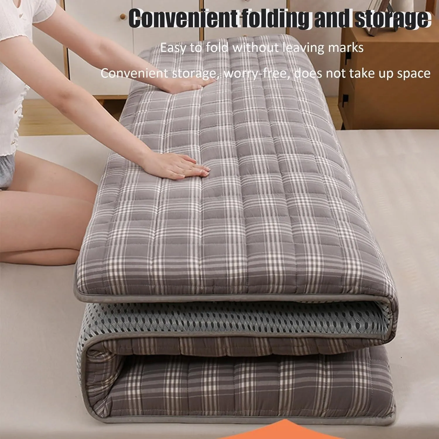 Japan Floor Mattress, Rolled Mattress Washable and Breathable Thickened Mattress Student Dormitory Bedroom Home Pad(Gray,180 * 200cm)