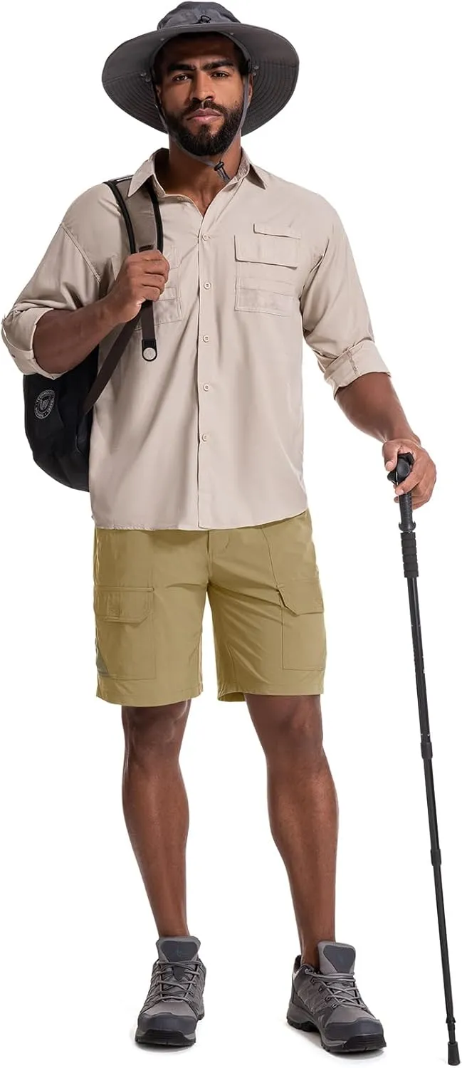Jessie Kidden Mens Stretch Casual Lightweight Water Resistant Quick Dry Cargo Fishing Hiking Shorts