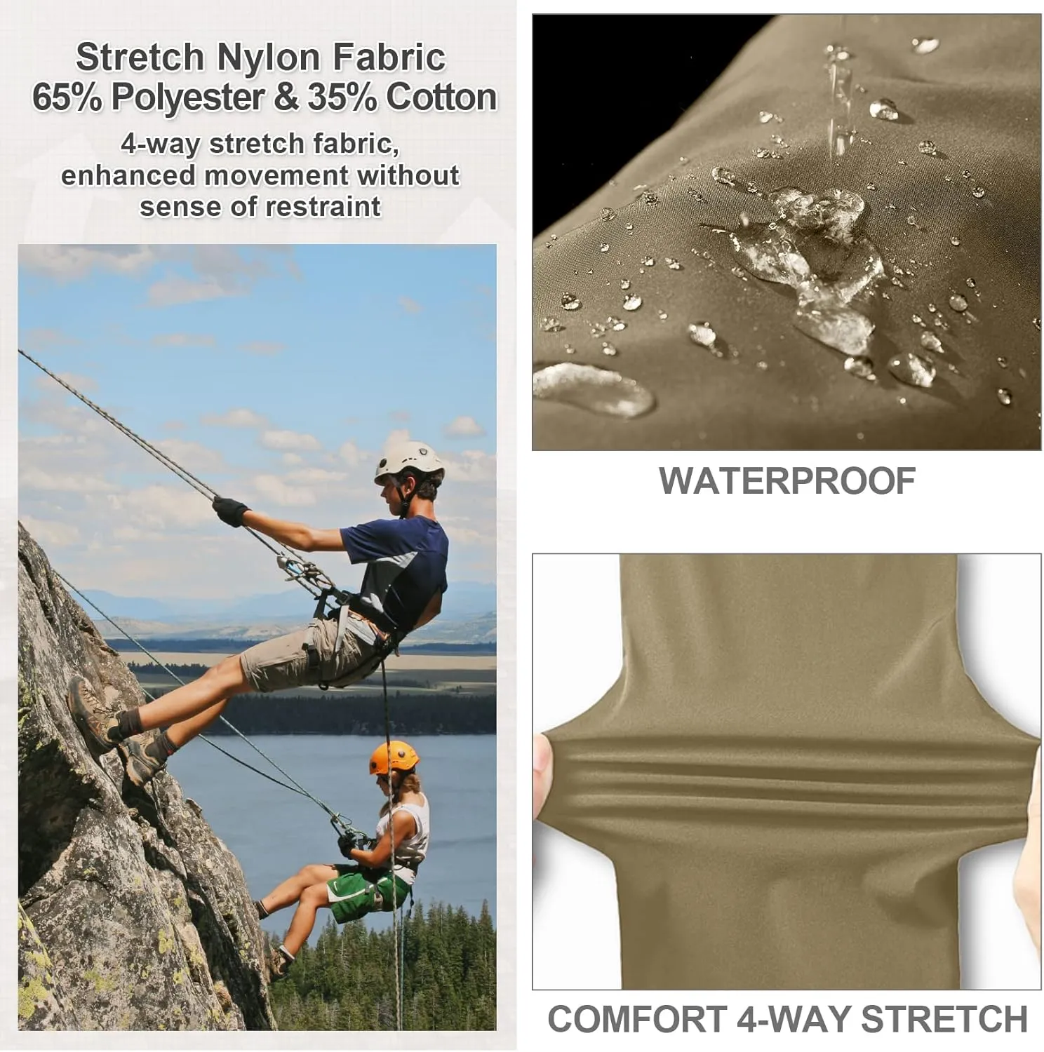 Jessie Kidden Mens Stretch Casual Lightweight Water Resistant Quick Dry Cargo Fishing Hiking Shorts