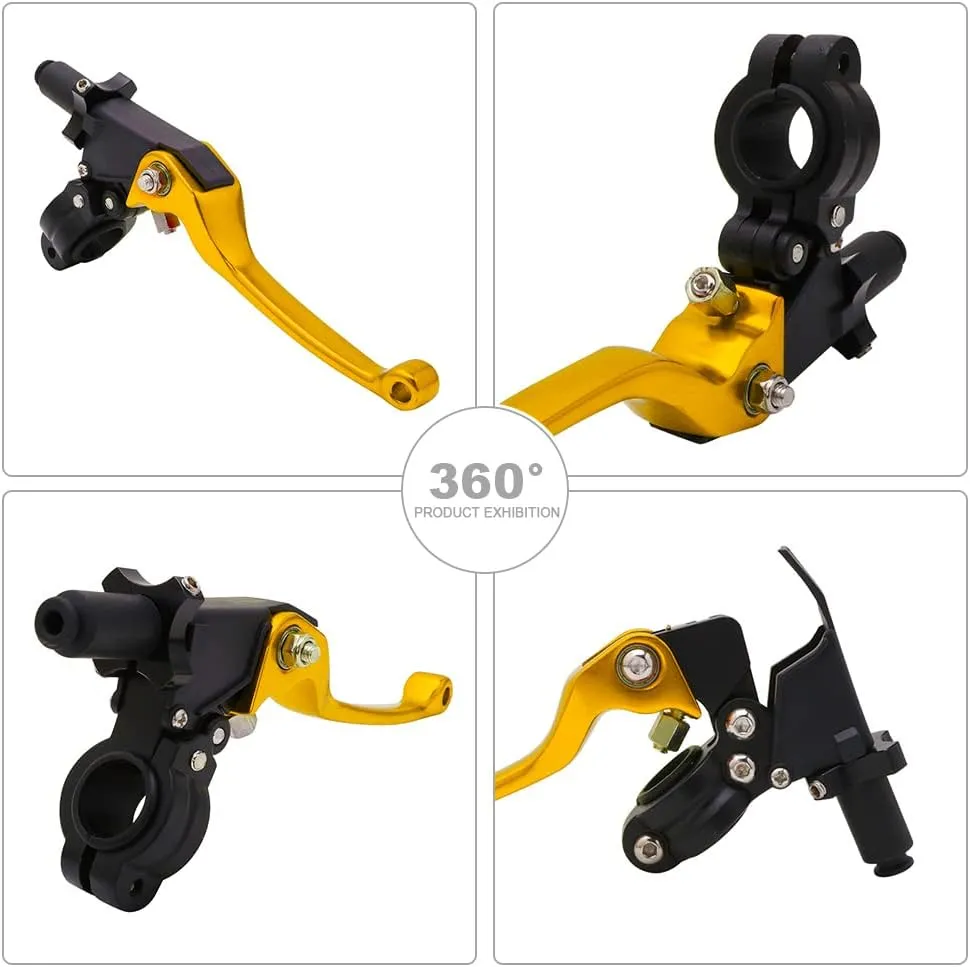 JFG RACING Motorcycle Brake Clutch Lever 7/8'' 22mm Folding Levers Aluminum Alloy Universal for CRF50 KLX SSR TTR 110 125 150 200 250cc Dirt Pit Bike ATV Mini Bike Gold