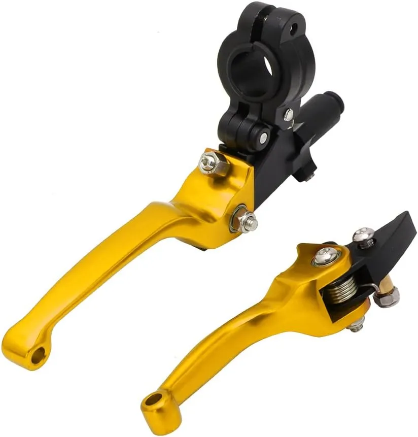 JFG RACING Motorcycle Brake Clutch Lever 7/8'' 22mm Folding Levers Aluminum Alloy Universal for CRF50 KLX SSR TTR 110 125 150 200 250cc Dirt Pit Bike ATV Mini Bike Gold