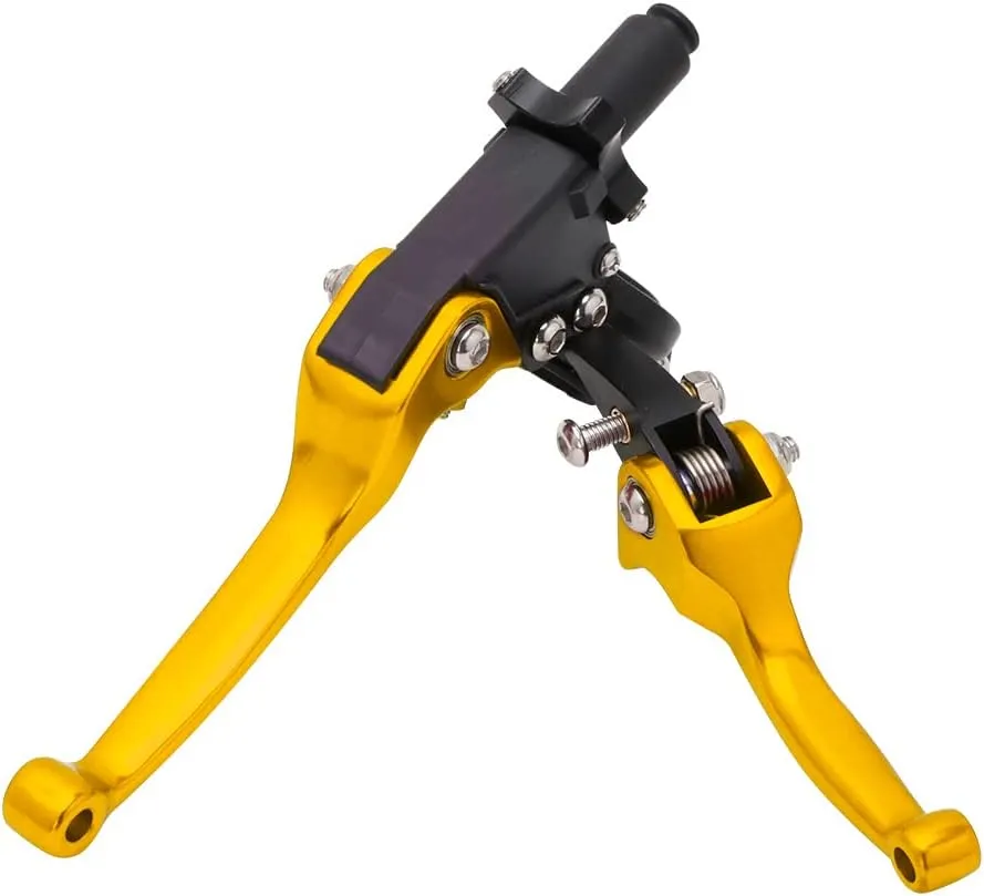 JFG RACING Motorcycle Brake Clutch Lever 7/8'' 22mm Folding Levers Aluminum Alloy Universal for CRF50 KLX SSR TTR 110 125 150 200 250cc Dirt Pit Bike ATV Mini Bike Gold