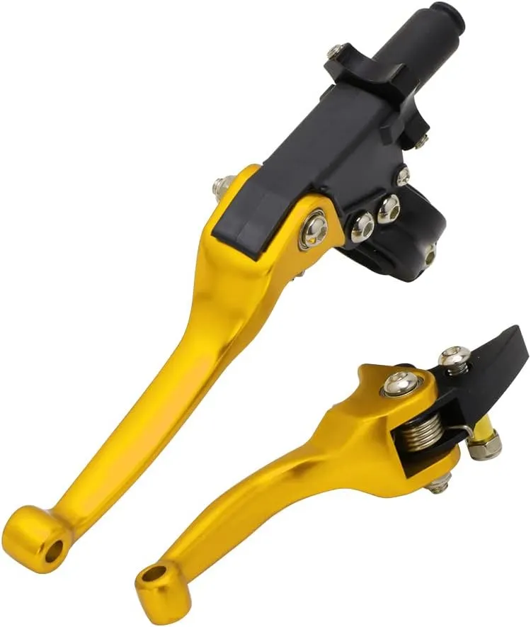 JFG RACING Motorcycle Brake Clutch Lever 7/8'' 22mm Folding Levers Aluminum Alloy Universal for CRF50 KLX SSR TTR 110 125 150 200 250cc Dirt Pit Bike ATV Mini Bike Gold