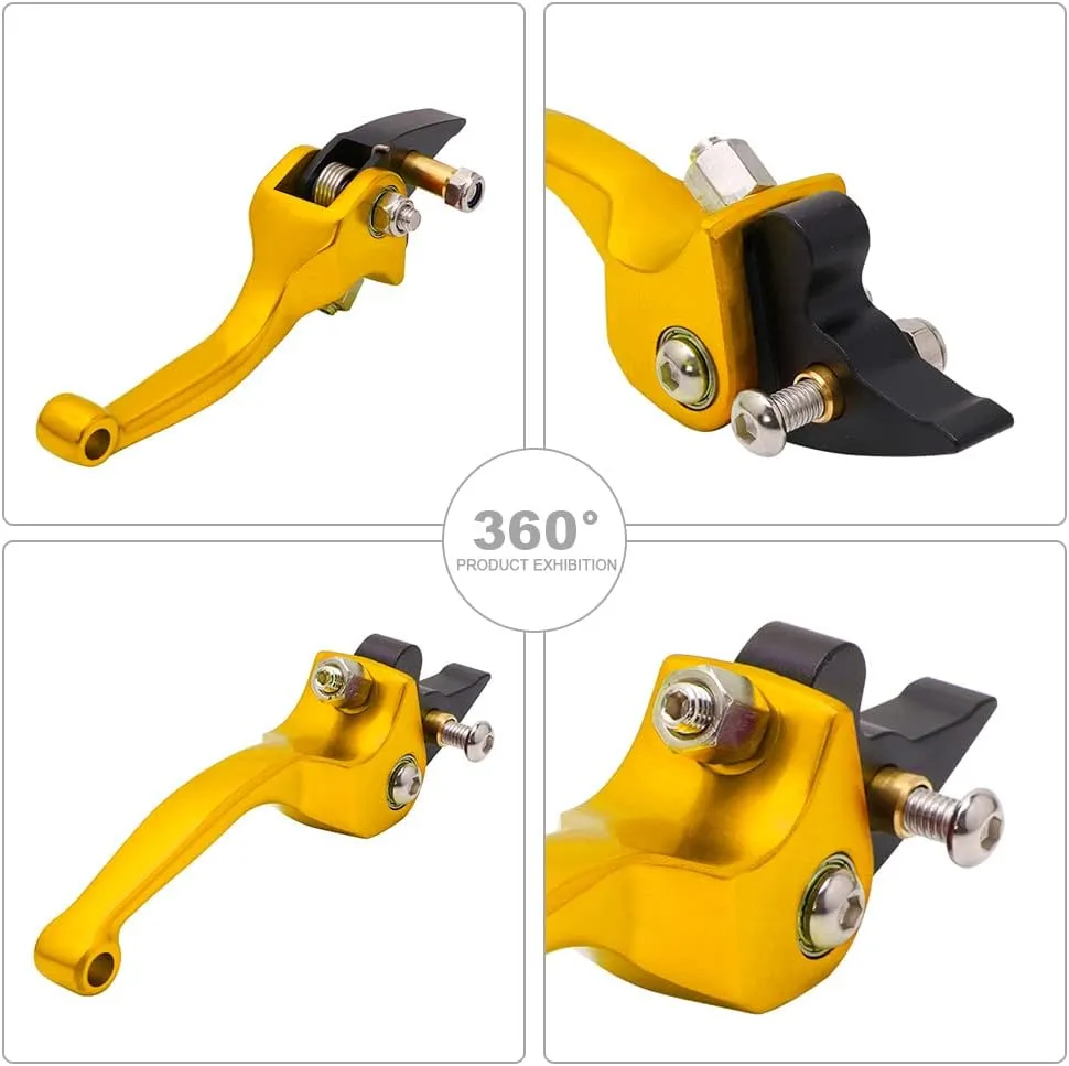 JFG RACING Motorcycle Brake Clutch Lever 7/8'' 22mm Folding Levers Aluminum Alloy Universal for CRF50 KLX SSR TTR 110 125 150 200 250cc Dirt Pit Bike ATV Mini Bike Gold