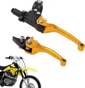 JFG RACING Motorcycle Brake Clutch Lever 7/8'' 22mm Folding Levers Aluminum Alloy Universal for CRF50 KLX SSR TTR 110 125 150 200 250cc Dirt Pit Bike ATV Mini Bike Gold