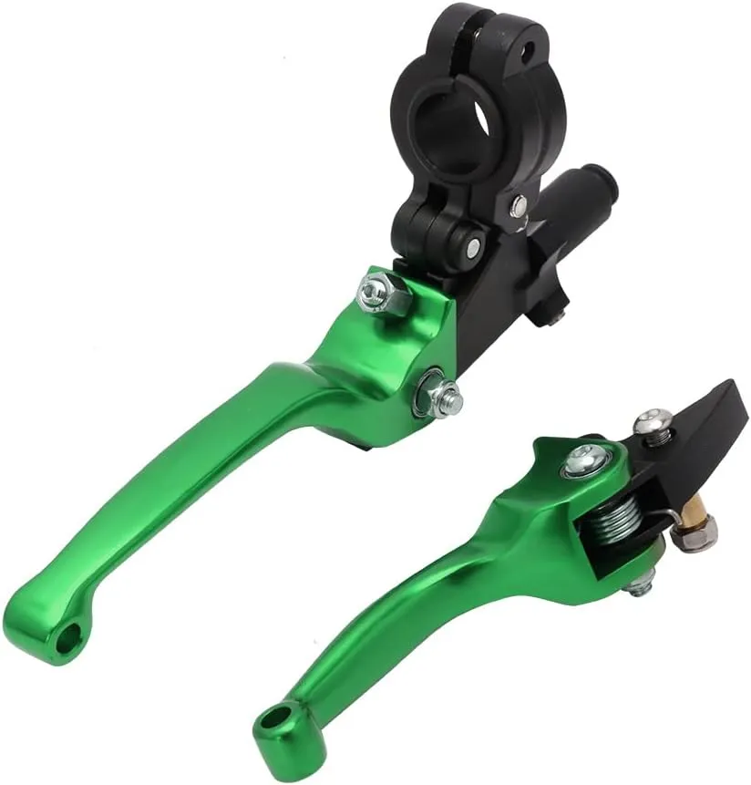 JFG RACING Motorcycle Brake Clutch Lever 7/8'' 22mm Folding Levers Aluminum Alloy Universal for CRF50 KLX SSR TTR 110 125 150 200 250cc Dirt Pit Bike ATV Mini Bike Green