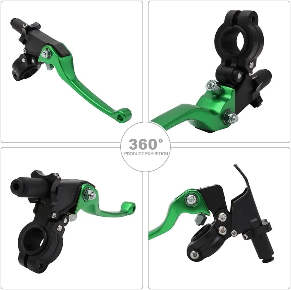 JFG RACING Motorcycle Brake Clutch Lever 7/8'' 22mm Folding Levers Aluminum Alloy Universal for CRF50 KLX SSR TTR 110 125 150 200 250cc Dirt Pit Bike ATV Mini Bike Green