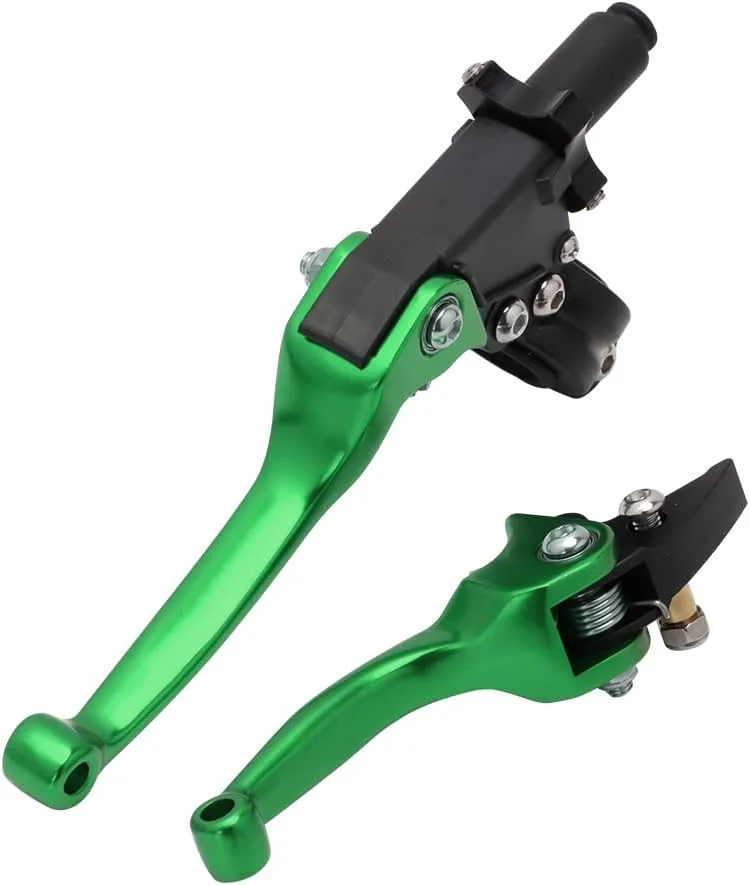JFG RACING Motorcycle Brake Clutch Lever 7/8'' 22mm Folding Levers Aluminum Alloy Universal for CRF50 KLX SSR TTR 110 125 150 200 250cc Dirt Pit Bike ATV Mini Bike Green
