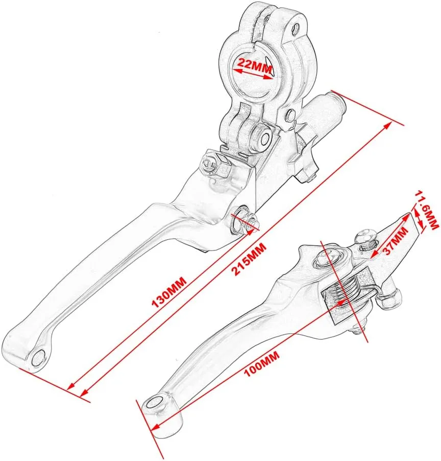 JFG RACING Motorcycle Brake Clutch Lever 7/8" 22mm Folding Levers Aluminum Alloy Universal for CRF50 KLX SSR TTR 110 125 150 200 250cc Dirt Pit Bike ATV Mini Bike Silver
