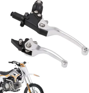 JFG RACING Motorcycle Brake Clutch Lever 7/8" 22mm Folding Levers Aluminum Alloy Universal for CRF50 KLX SSR TTR 110 125 150 200 250cc Dirt Pit Bike ATV Mini Bike Silver