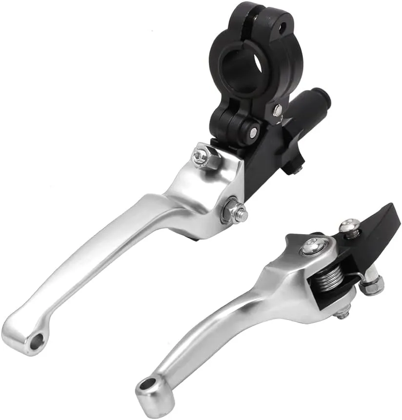 JFG RACING Motorcycle Brake Clutch Lever 7/8" 22mm Folding Levers Aluminum Alloy Universal for CRF50 KLX SSR TTR 110 125 150 200 250cc Dirt Pit Bike ATV Mini Bike Silver