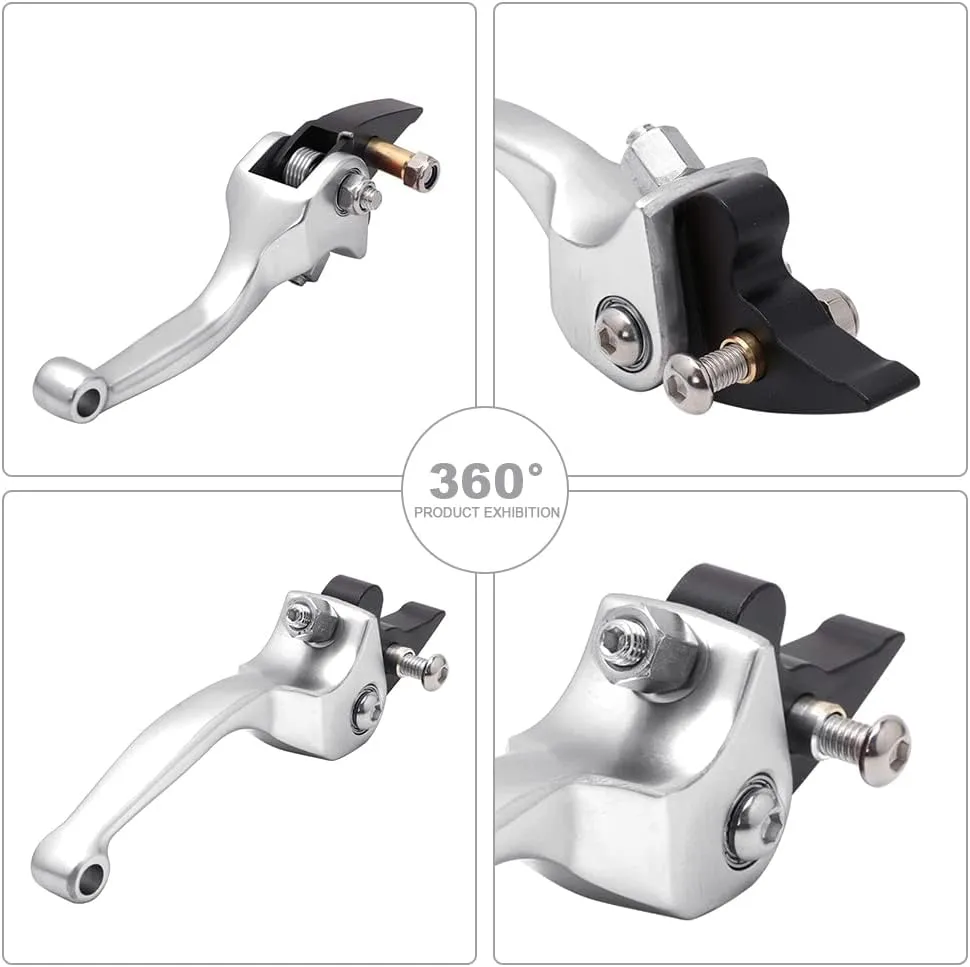 JFG RACING Motorcycle Brake Clutch Lever 7/8" 22mm Folding Levers Aluminum Alloy Universal for CRF50 KLX SSR TTR 110 125 150 200 250cc Dirt Pit Bike ATV Mini Bike Silver