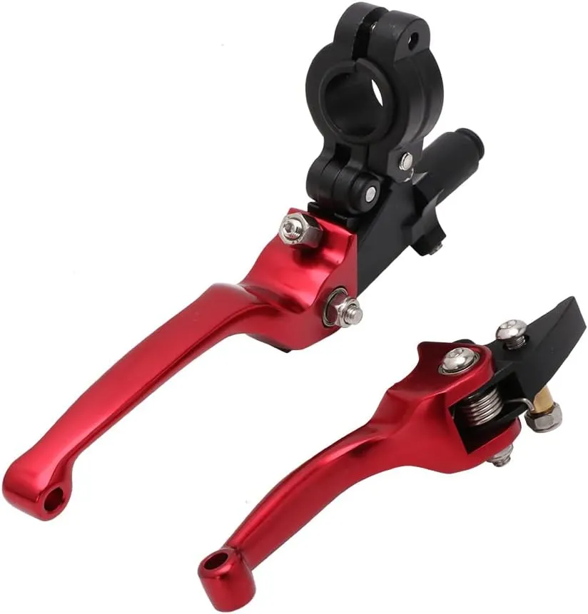 JFG RACING Motorcycle Clutch Brake Lever 7/8'' 22mm Folding Levers Aluminum Alloy Universal for 110cc 125cc 140cc 150cc SSR Apollo RFZ 125 DBX18/19 Xpro Coolster Thumpstar Baja Dirt Pit Bike Red