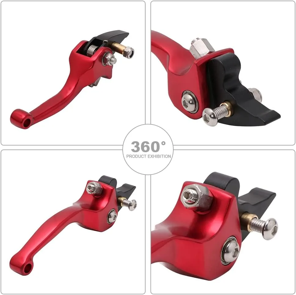 JFG RACING Motorcycle Clutch Brake Lever 7/8'' 22mm Folding Levers Aluminum Alloy Universal for 110cc 125cc 140cc 150cc SSR Apollo RFZ 125 DBX18/19 Xpro Coolster Thumpstar Baja Dirt Pit Bike Red