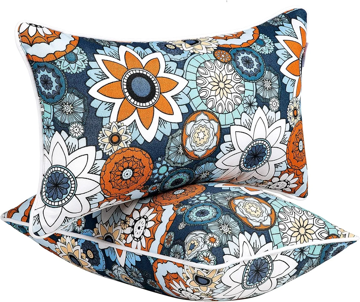 JMGBird 12×20 Inch Outdoor Lumbar Pillows Pack of 2 Waterproof Throw Pillows with Insert Rectangular Decorative Garden Cushion for Home Furniture Patio Coach Sofa
