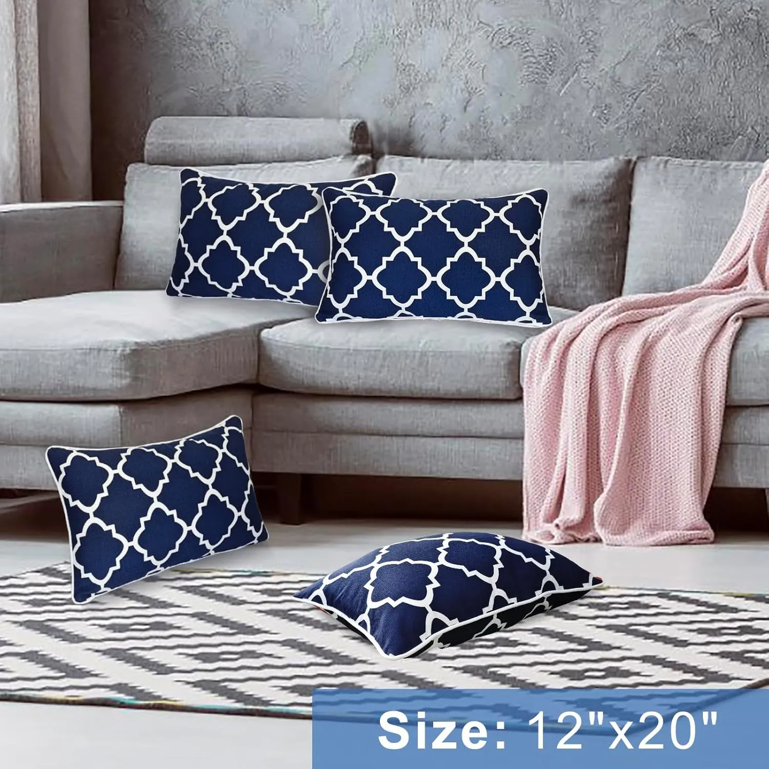 JMGBird Outdoor Pillows Waterproof Set of 2 Outdoor Throw Pillows with Insert Included 12×20 Inch Outdoor Lumbar Pillows for Patio Furniture