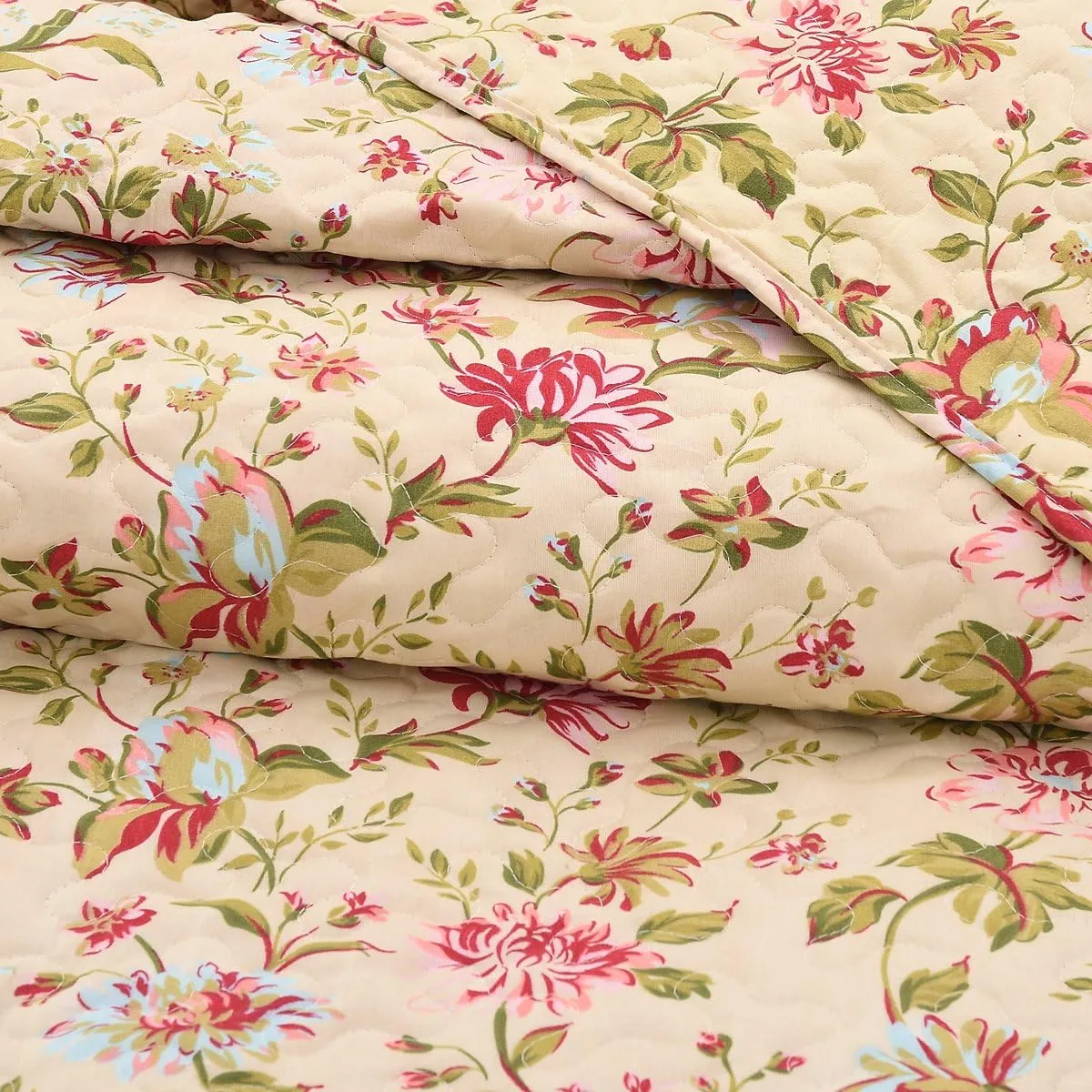 JML Quilt Set King Size - Brushed Microfiber - 3-Piece Soft and Breathable, Lightweight Printed Bedspread with Pillow Shams