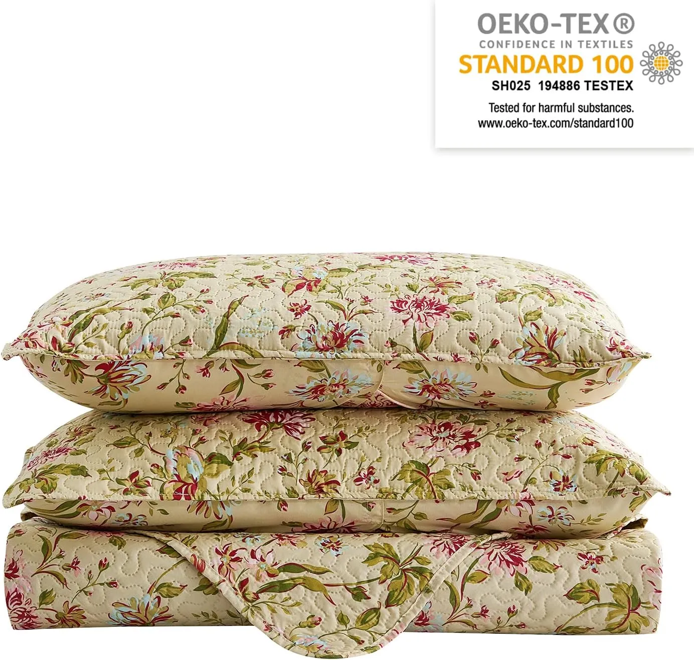 JML Quilt Set King Size - Brushed Microfiber - 3-Piece Soft and Breathable, Lightweight Printed Bedspread with Pillow Shams