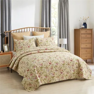JML Quilt Set King Size - Brushed Microfiber - 3-Piece Soft and Breathable, Lightweight Printed Bedspread with Pillow Shams