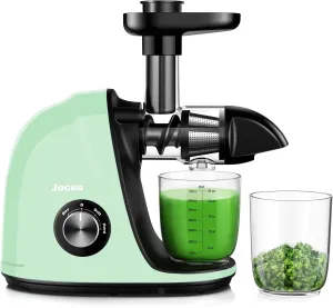Jocuu Slow Masticating Juicer with 2-Speed Modes - Cold Press Juicer Machine - Quiet Motor & Reverse Function - Easy to Clean Juicer Extractor - Juice Recipes for Fruits & Vegetables (Light Green)