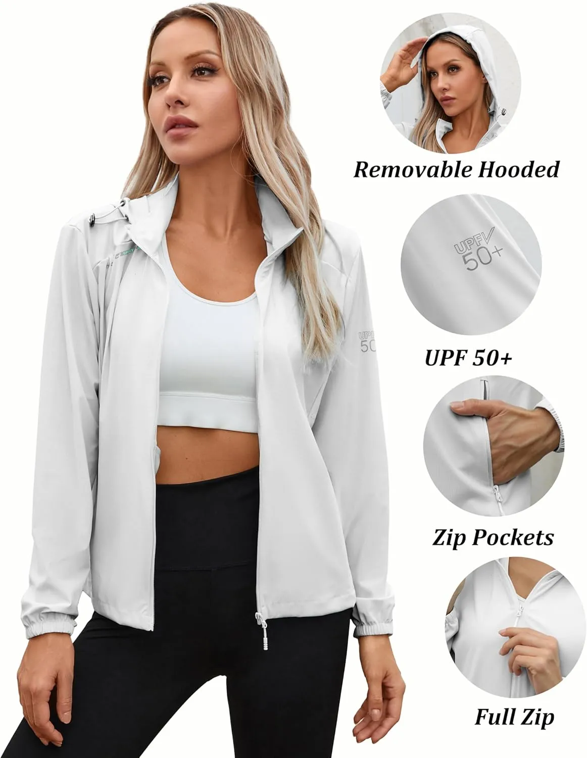 Joe Wenko Women's UPF 50  Sun Protection Athletic Jacket Pockets Long Sleeve Lightweight Cooling Shirts Hiking Outdoor