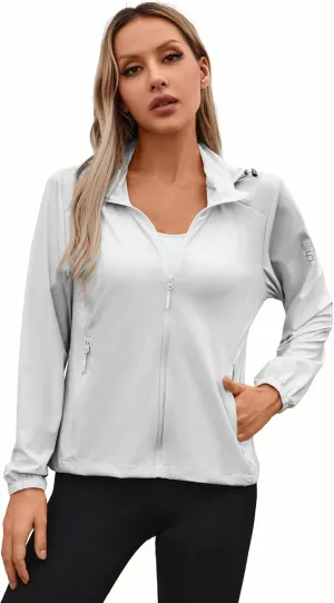 Joe Wenko Women's UPF 50  Sun Protection Athletic Jacket Pockets Long Sleeve Lightweight Cooling Shirts Hiking Outdoor