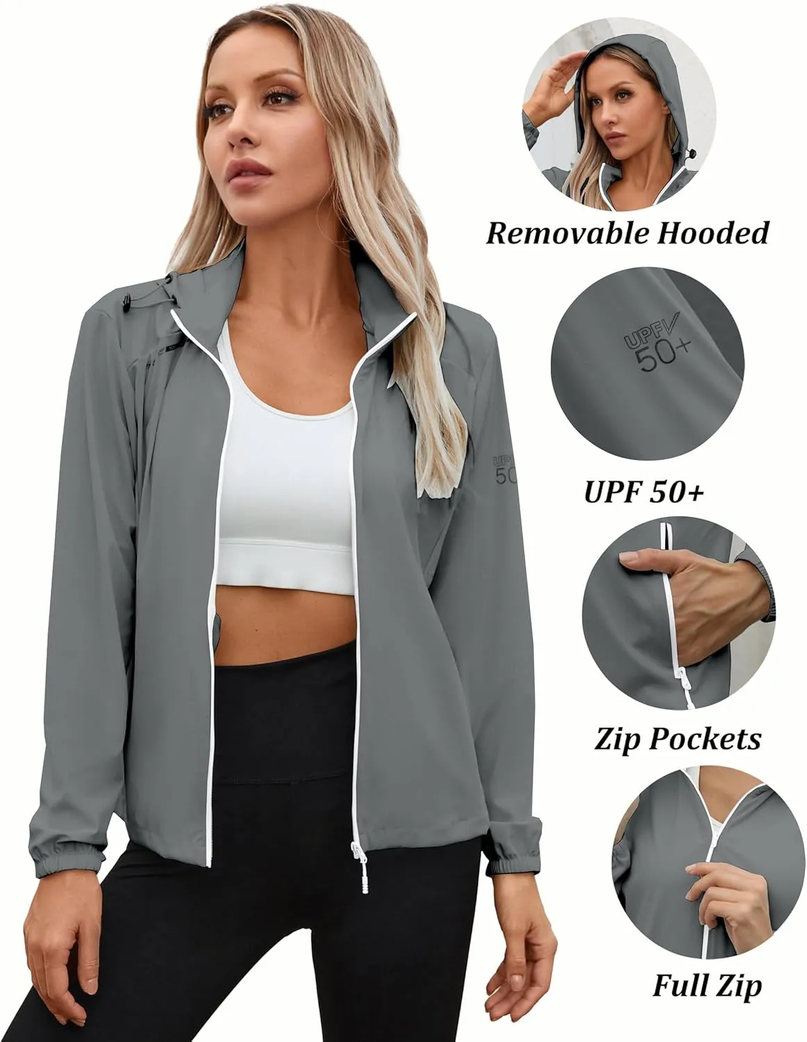 Joe Wenko Women's UPF 50  Sun Protection Athletic Jacket Pockets Long Sleeve Lightweight Cooling Shirts Hiking Outdoor