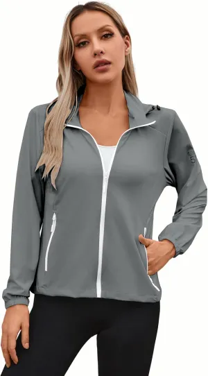 Joe Wenko Women's UPF 50  Sun Protection Athletic Jacket Pockets Long Sleeve Lightweight Cooling Shirts Hiking Outdoor