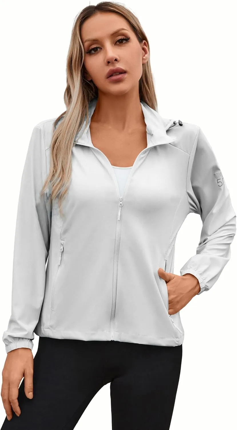 Joe Wenko Women's UPF 50  Sun Protection Athletic Jacket Pockets Long Sleeve Lightweight Cooling Shirts Hiking Outdoor