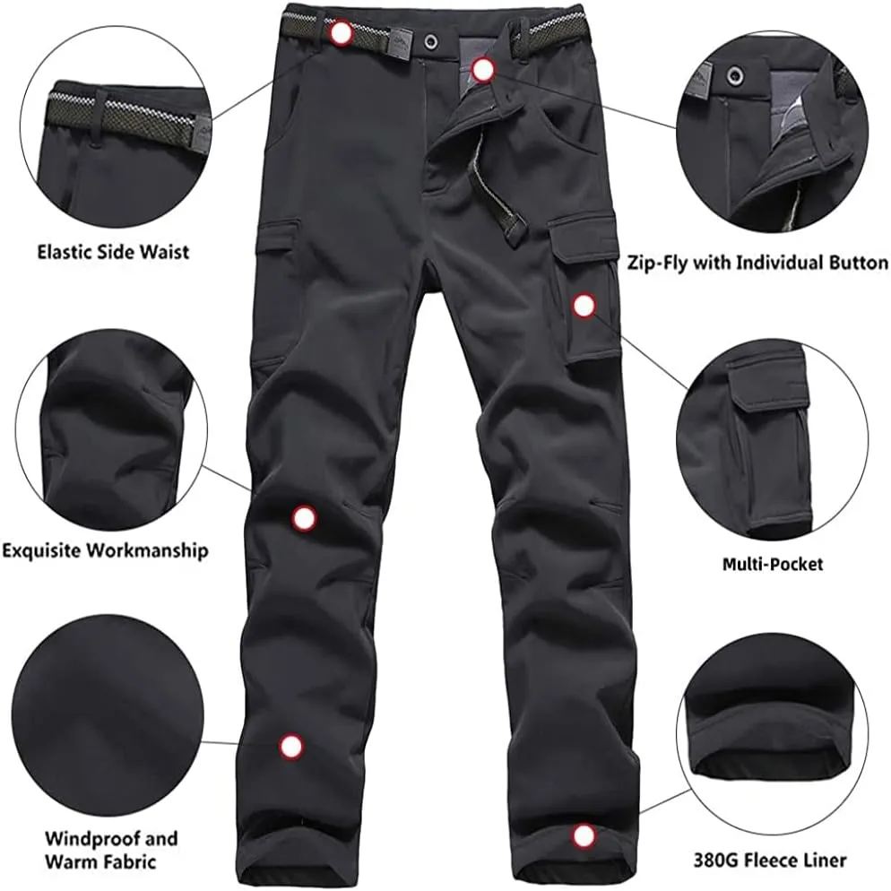 JOMLUN Women's Outdoor Hiking Pants Fleece Slim Soft Shell Snow Ski Pants Waterproof Windproof Winter