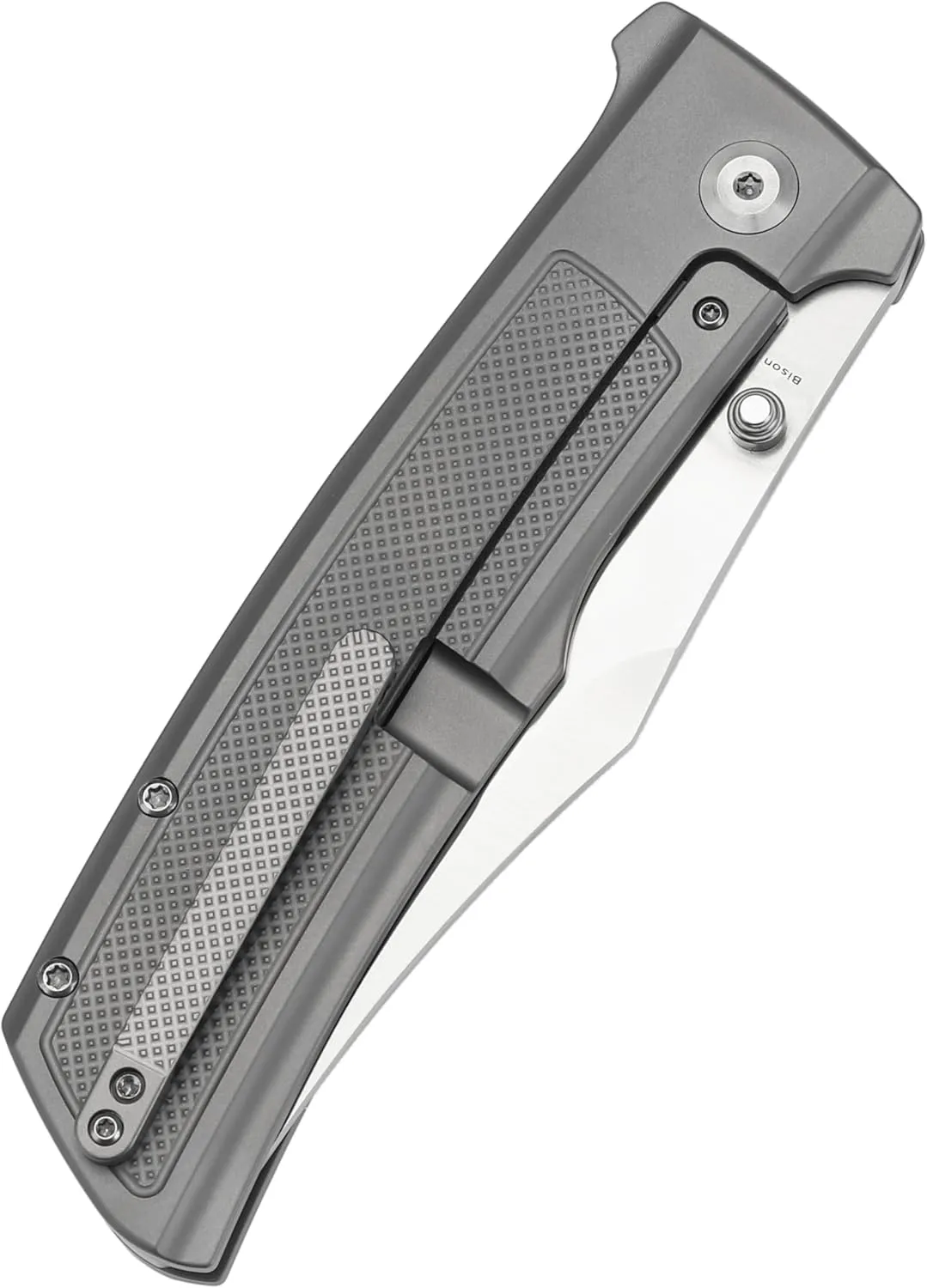 KANSEPT Bison Pocket Folding Knife, 4.25'' Satin CPM S35VN Steel Sharp Blade, Plain Titanium with Frag Pattern Handle, Frame Lock and Thumb Stud for Edc, Camping Hiking Knives K1108A1