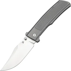 KANSEPT Bison Pocket Folding Knife, 4.25'' Satin CPM S35VN Steel Sharp Blade, Plain Titanium with Frag Pattern Handle, Frame Lock and Thumb Stud for Edc, Camping Hiking Knives K1108A1