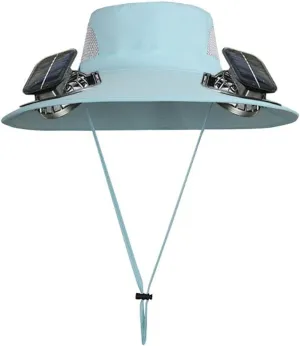 Kapley Colitt Fishing Hat, Fishing Hat with Solar Powered Fans, Wide Brim Solar Fan Hat for Fishing, Hiking, Gardening