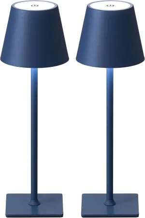 KDG 2 Pack Cordless Table Lamp,Portable LED Desk Lamp, 4000mAh Battery Operated, 3 Color Stepless Dimming Up, for Restaurant/Bedroom/Bars/Outdoor Party/Camping/Coffee Shop Night Light(Blue)