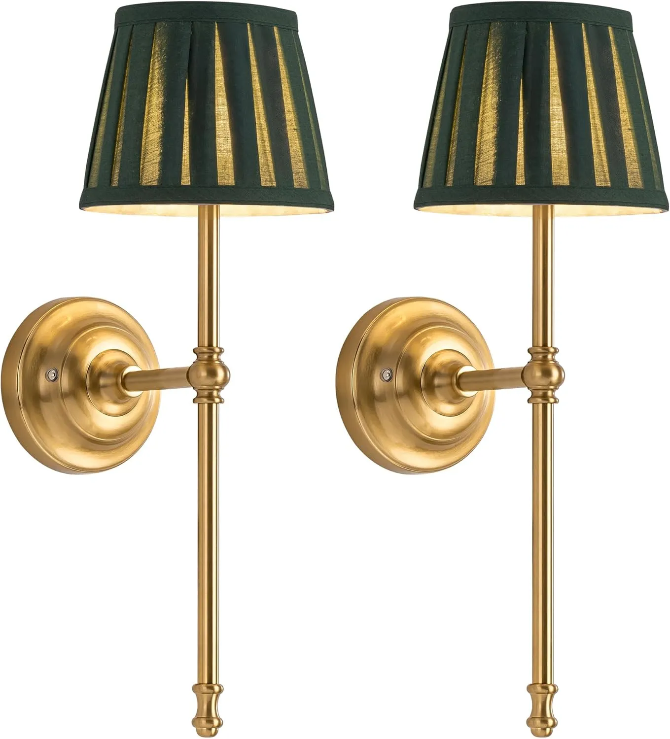 KDG Cordless Wall Sconces Set of 2, Small Wireless 5200mAh Rechargeable Battery Fabric LED Wall Lamps, Portables Lightings for Wall Painting, Living Room, Bedroom, Hallway, Gifts, Night Light (Green)
