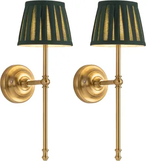 KDG Cordless Wall Sconces Set of 2, Small Wireless 5200mAh Rechargeable Battery Fabric LED Wall Lamps, Portables Lightings for Wall Painting, Living Room, Bedroom, Hallway, Gifts, Night Light (Green)