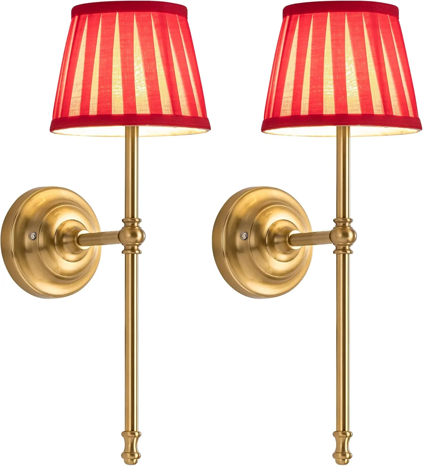KDG Cordless Wall Sconces Set of 2, Small Wireless 5200mAh Rechargeable Battery Fabric LED Wall Lamps, Portables Lightings for Wall Painting, Living Room, Bedroom, Hallway, Gifts, Night Light (Red)